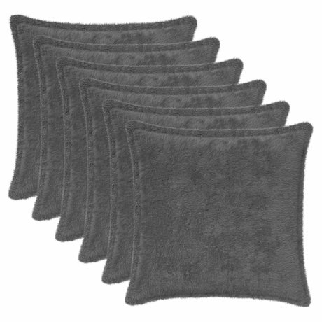 Vidaxl kussensloop 6 st houten donkergrijs 35 x 35 cm nep konijnenbont