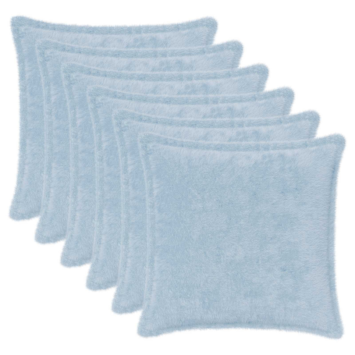 Vidaxl kussensloop 6 st houten lichtblauw 35 x 35 cm nep konijnenbont