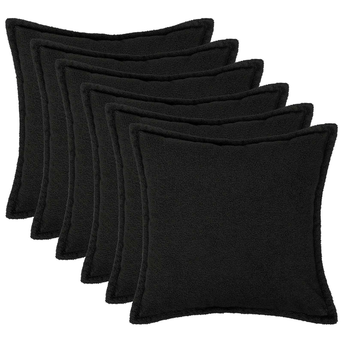 Vidaxl kussensloop 6 pcs houten zwart 40 x 40 cm bouclé