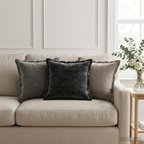 Vidaxl kussensloop 6 st houten antraciet 30 x 30 cm chenille stof