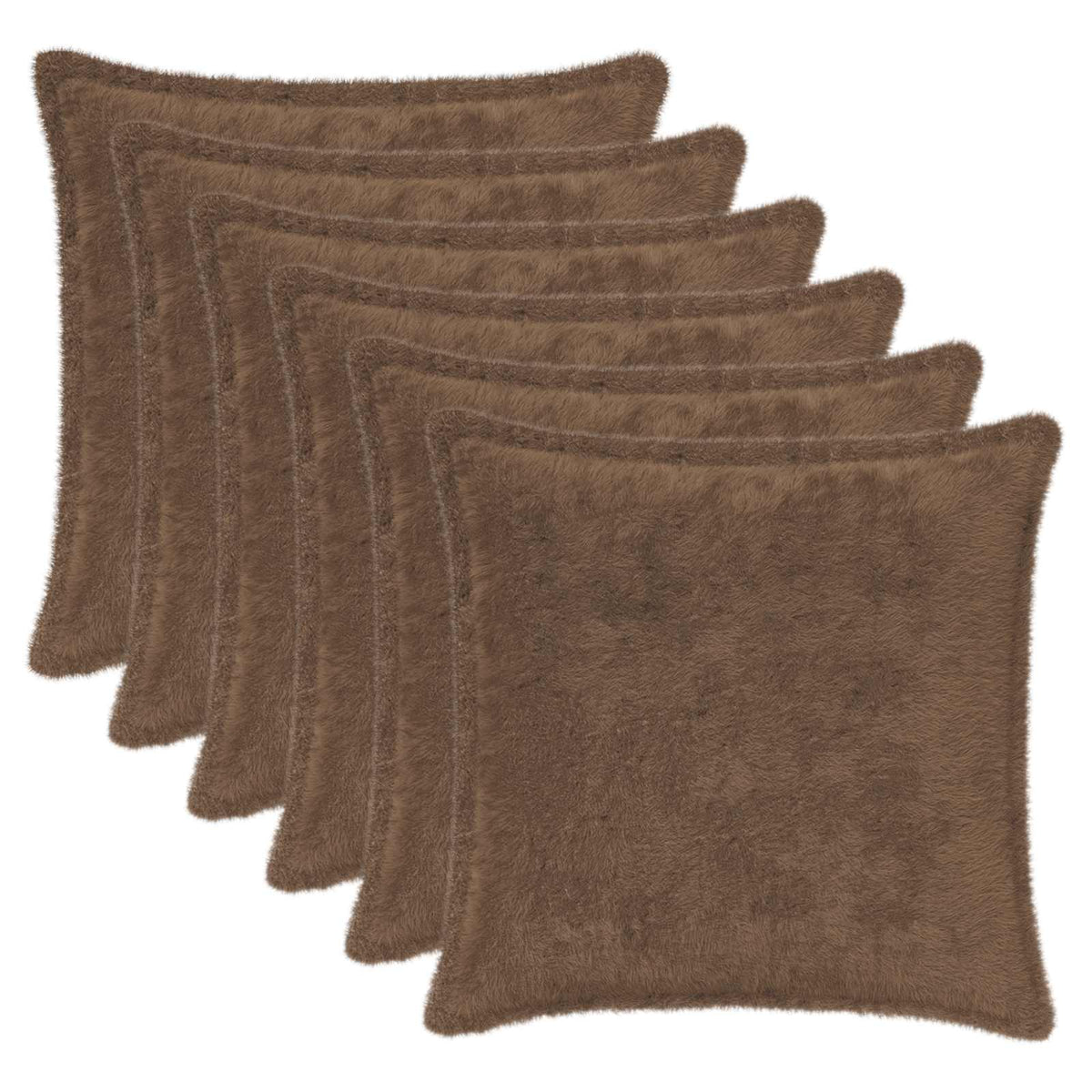 Vidaxl kussensloop 6 st houten licht bruin 40 x 40 cm nep konijnenbont