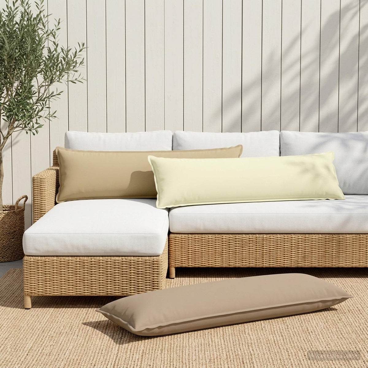 Vidaxl kussensloop houten beige 40 x 145 cm polyester