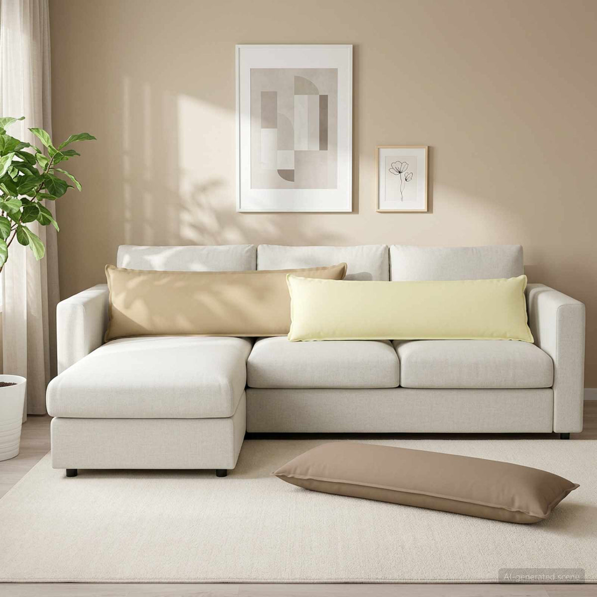 Vidaxl kussensloop houten beige 40 x 145 cm polyester