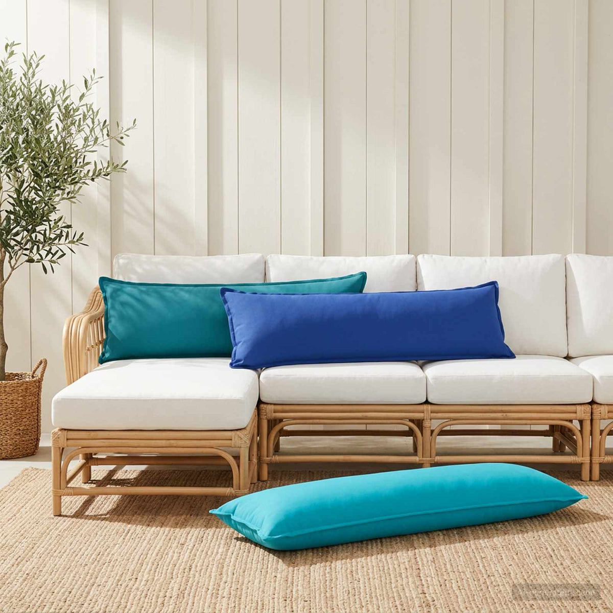 Vidaxl kussensloop houten koninklijk blauw 40 x 145 cm polyester