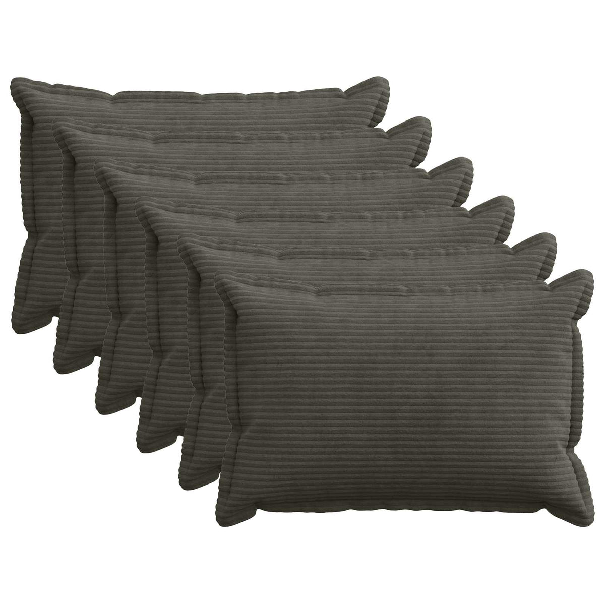 Vidaxl kussensloop 6 st houten antraciet 40 x 60 cm corduroy
