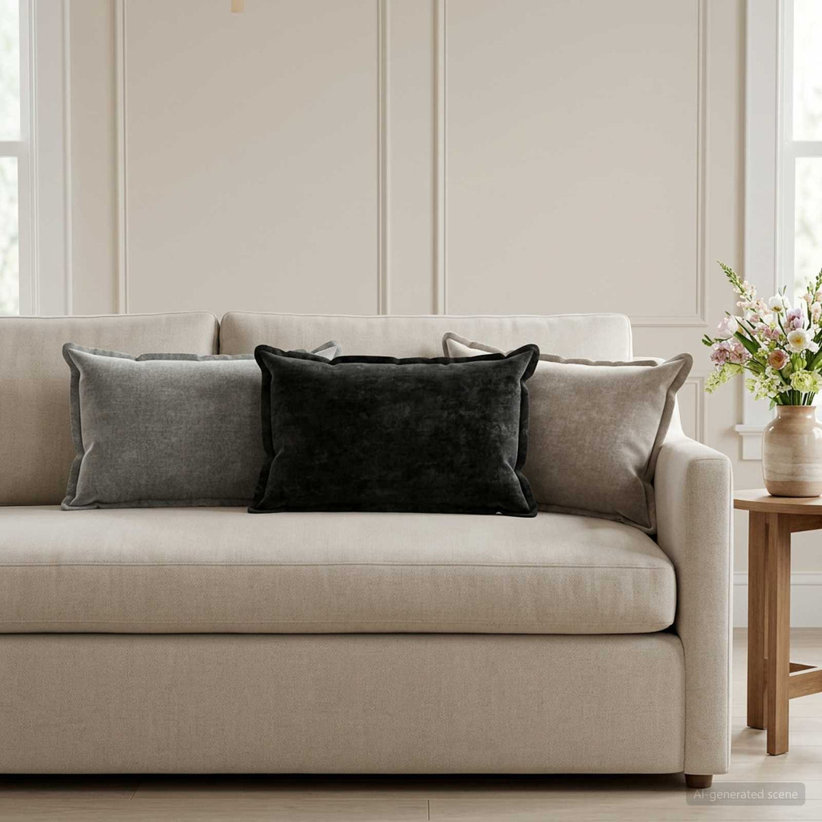 Vidaxl kussensloop 2 st houten antraciet 30 x 50 cm chenille stof