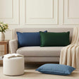 Vidaxl kussen met kussen houten 6 st blauw faux linnen