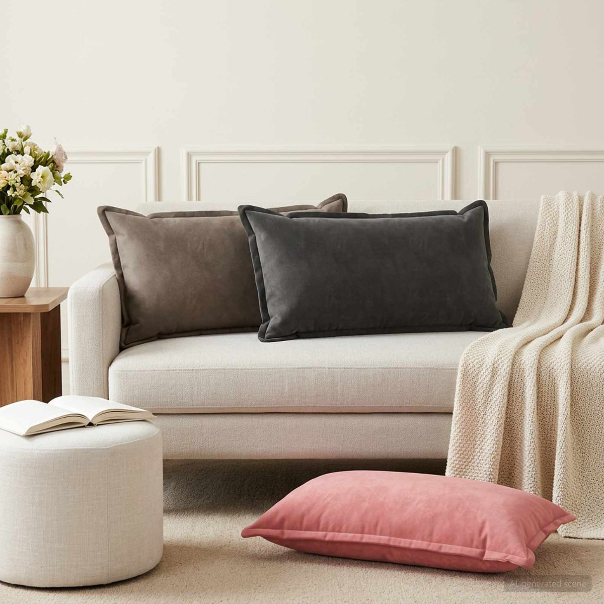 Vidaxl kussen met kussen houten 2 st roze fluweel