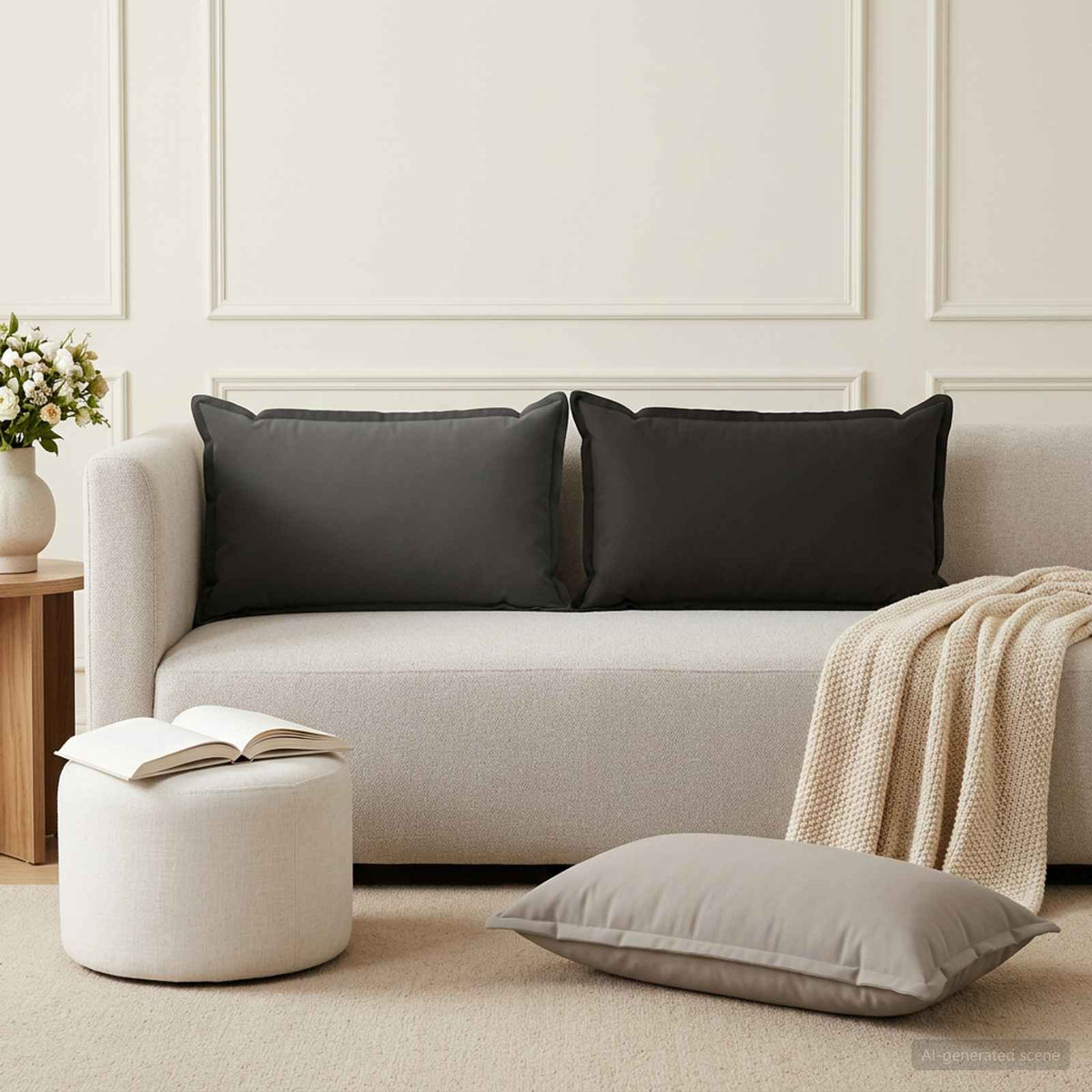 Vidaxl kussensloop 6 st houten zwart 40 x 80 cm polyester