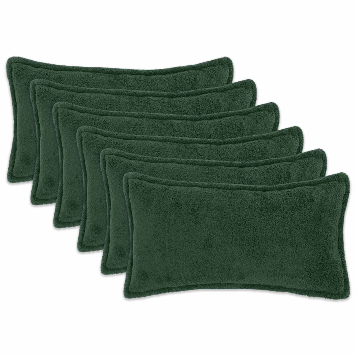 Vidaxl kussensloop 6 pcs houten donkergroen 40 x 70 cm bouclé