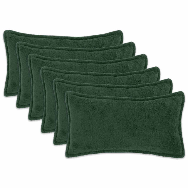 Vidaxl kussensloop 6 pcs houten donkergroen 40 x 70 cm bouclé