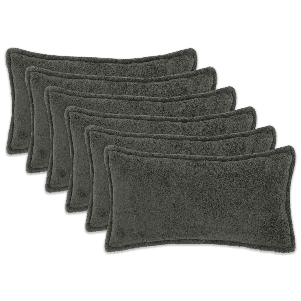 Vidaxl kussensloop 6 pcs houten donkergrijs 40 x 70 cm bouclé