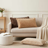 Vidaxl kussensloop 2 st houten taupe 40 x 80 cm nep konijnenbont