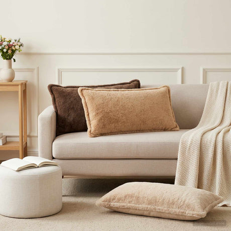 Vidaxl kussensloop 2 st houten taupe 40 x 80 cm nep konijnenbont