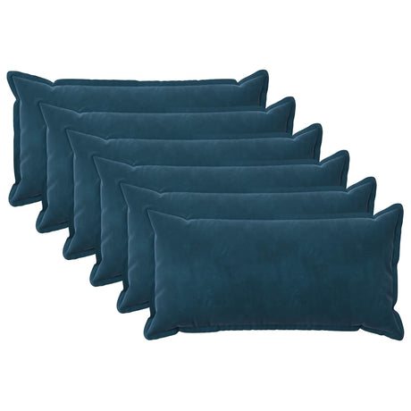 Vidaxl kussensloop 6 pcs houten blauw 40 x 80 cm fluweel