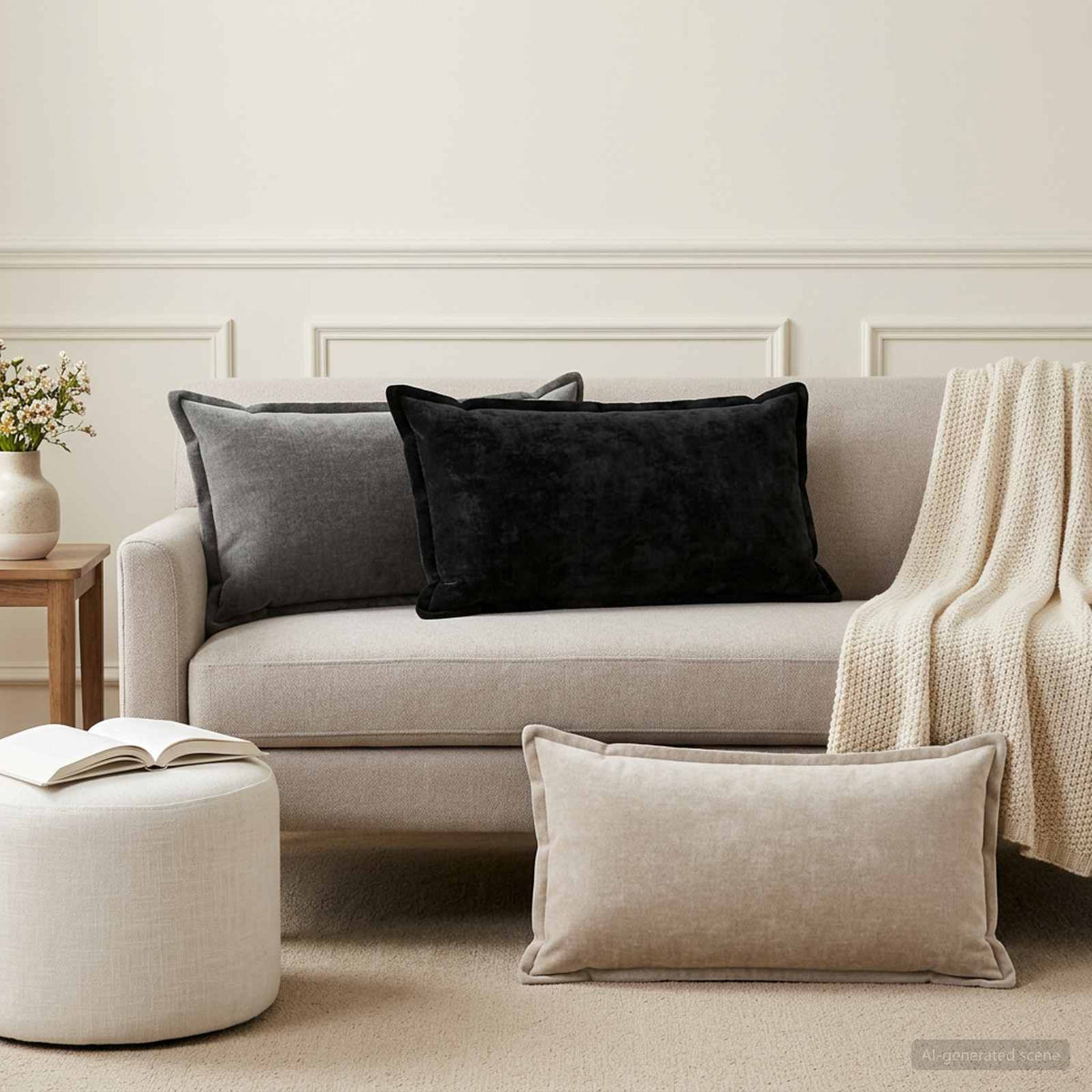 Vidaxl kussensloop 2 st houten antraciet 40 x 70 cm chenille stof