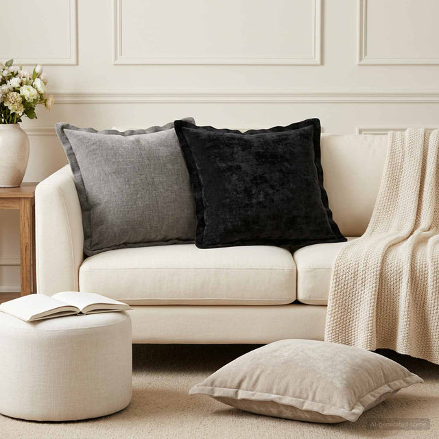Vidaxl kussensloop 2 st houten antraciet 45 x 45 cm chenille stof