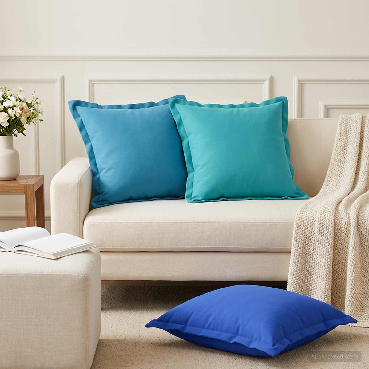 Vidaxl kussensloop 2 st houten koninklijk blauw 50 x 50 cm polyester