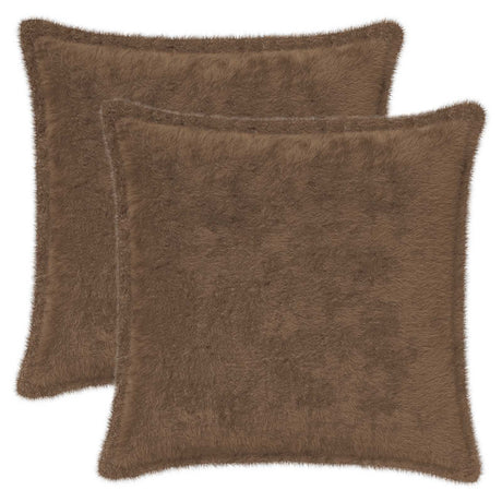 Vidaxl kussensloop 2 st houten licht bruin 50 x 50 cm nep konijnenbont