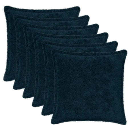 Vidaxl kussensloop 6 st houten marineblauw 50 x 50 cm nep konijnenbont