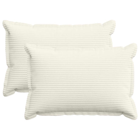 Vidaxl kussensloop 2 st houten crèmekleurig 50 x 70 cm corduroy