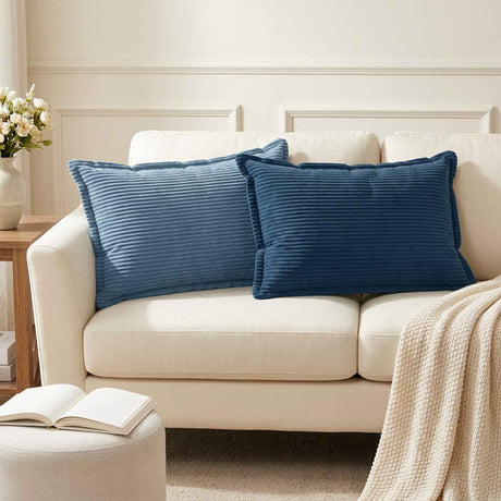 Vidaxl kussensloop 6 st houten blauw 50 x 70 cm corduroy