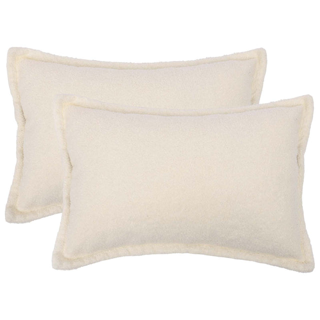 Vidaxl kussensloop 2 pcs houten crèmekleurig 50 x 70 cm bouclé