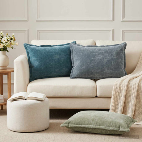 Vidaxl kussensloop 2 st houten lichtblauw 50 x 70 cm chenille stof