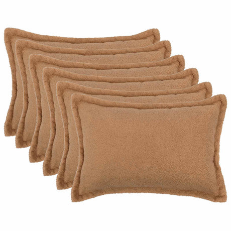 Vidaxl kussensloop 6 pcs houten beige 50 x 75 cm bouclé