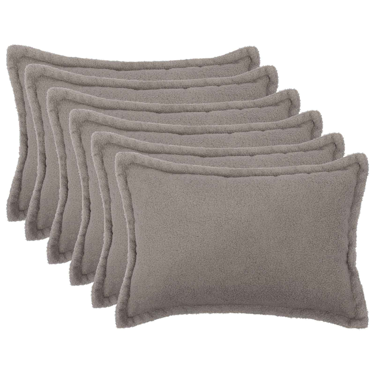 Vidaxl kussensloop 6 pcs houten lichtgrijs 50 x 80 cm bouclé