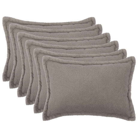 Vidaxl kussensloop 6 pcs houten lichtgrijs 50 x 80 cm bouclé