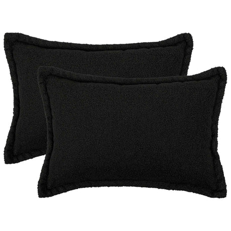 Vidaxl kussensloop 2 pcs houten zwart 50 x 80 cm bouclé