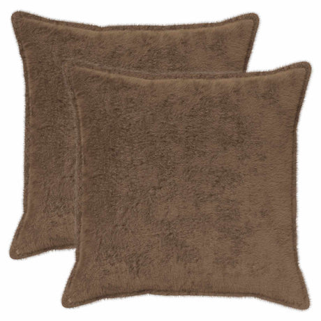 Vidaxl kussensloop 2 st houten licht bruin 55 x 55 cm nep konijnenbont