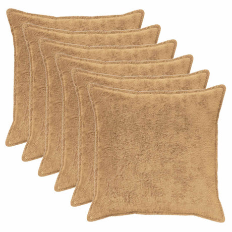 Vidaxl kussensloop 6 st houten taupe 60 x 60 cm nep konijnenbont