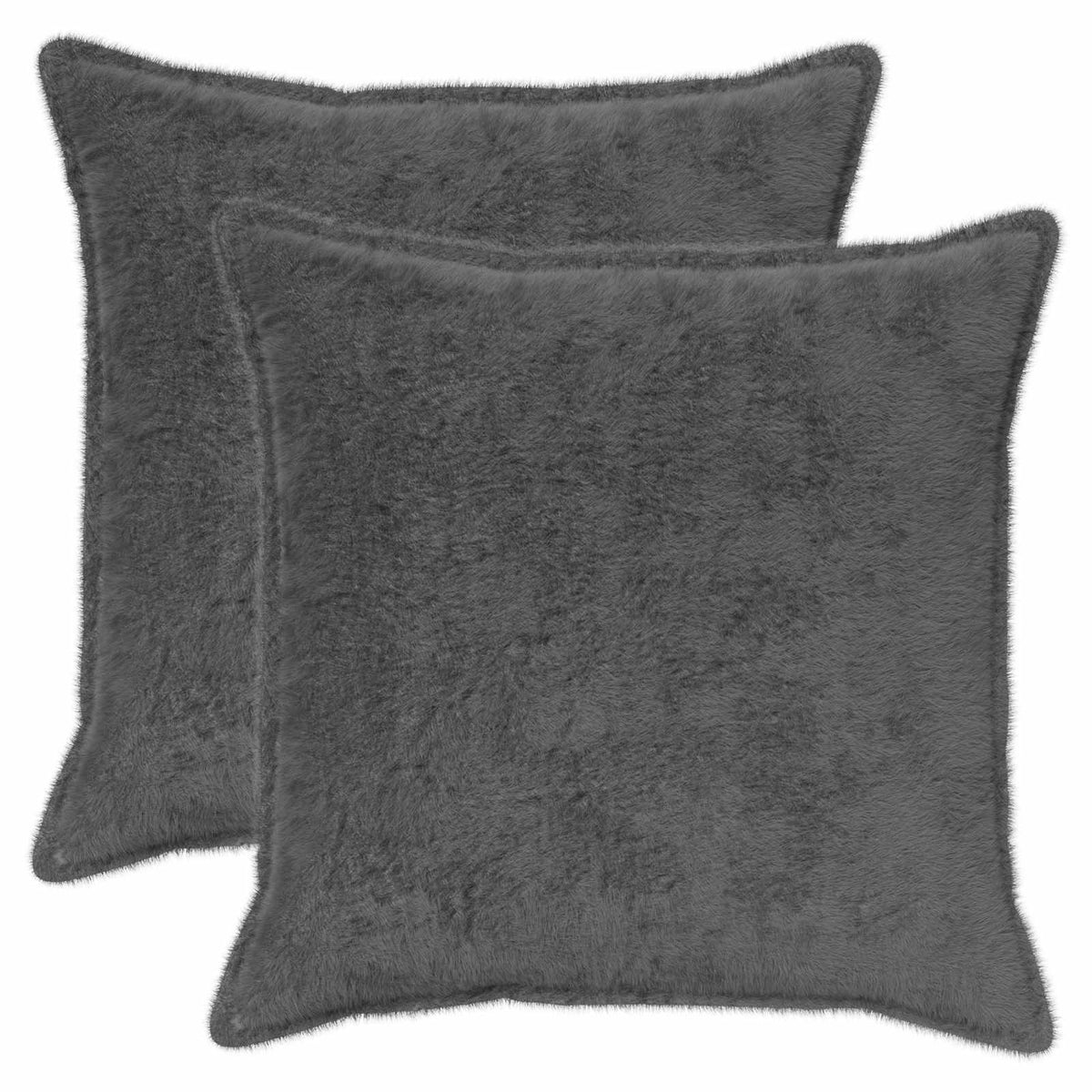 Vidaxl kussensloop 2 st houten donkergrijs 60 x 60 cm nep konijnenbont