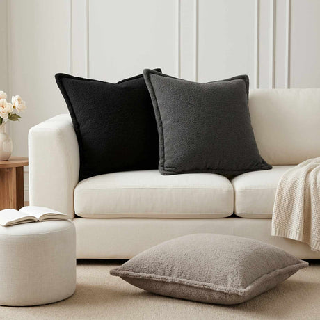 Vidaxl kussensloop 2 st houten zwart 70 x 70 cm bouclé