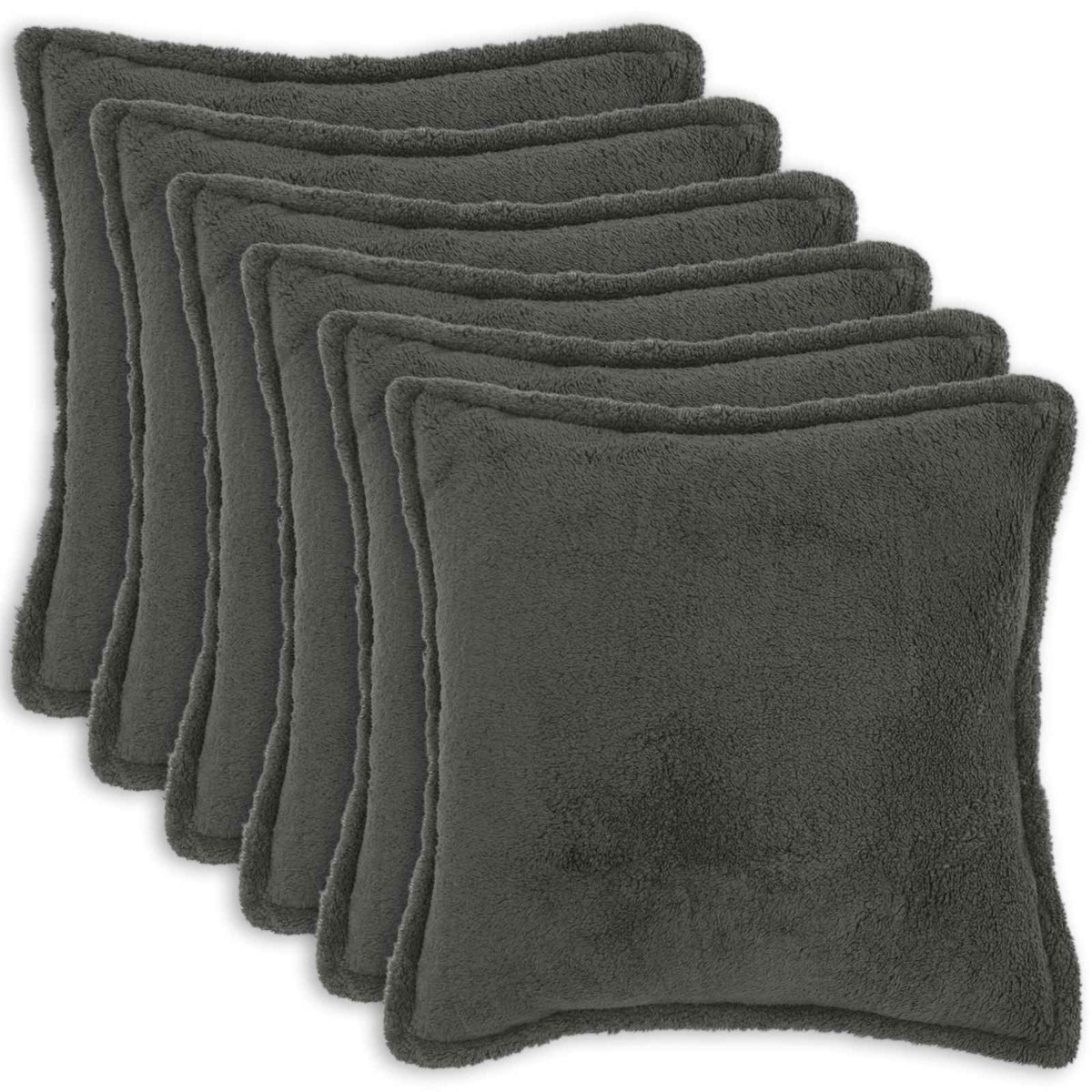 Vidaxl kussensloop 6 pcs houten donkergrijs 65 x 65 cm bouclé