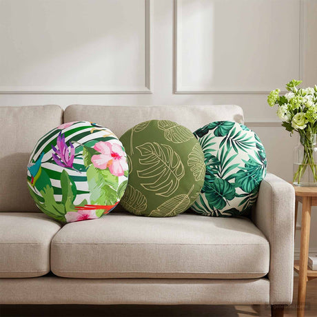 Vidaxl kussensloop 2 pcs heerlen bladpatroon ø 40 cm polyester