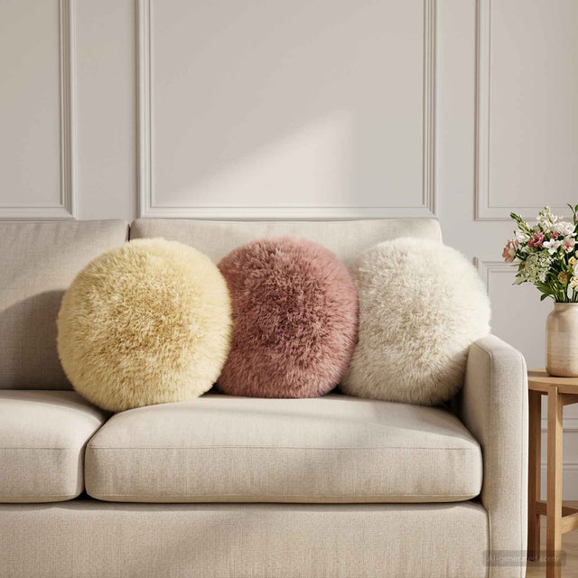 Vidaxl kussensloop 2 pcs heerlen crèmekleurig ø 30 cm pv fleece