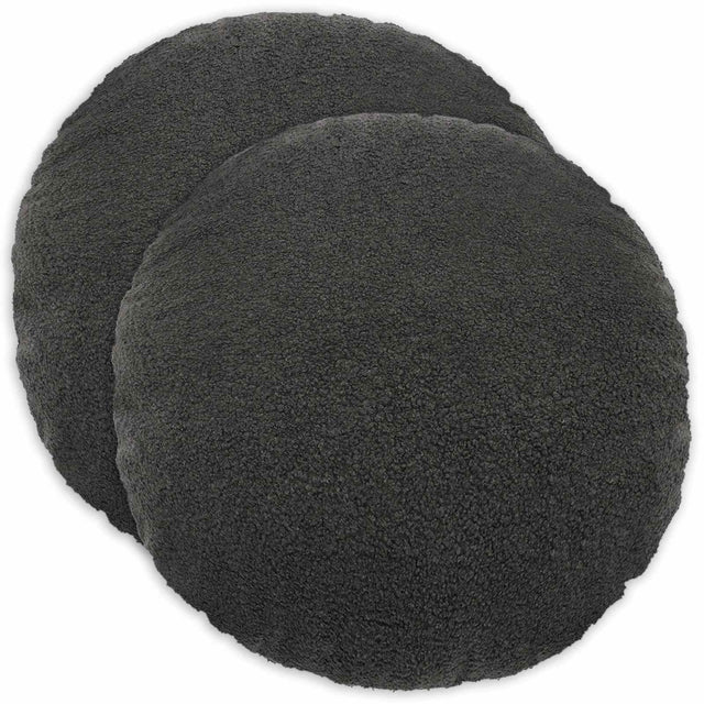 Vidaxl kussensloop 2 pcs heerlen donkergrijs ø 40 cm bouclé