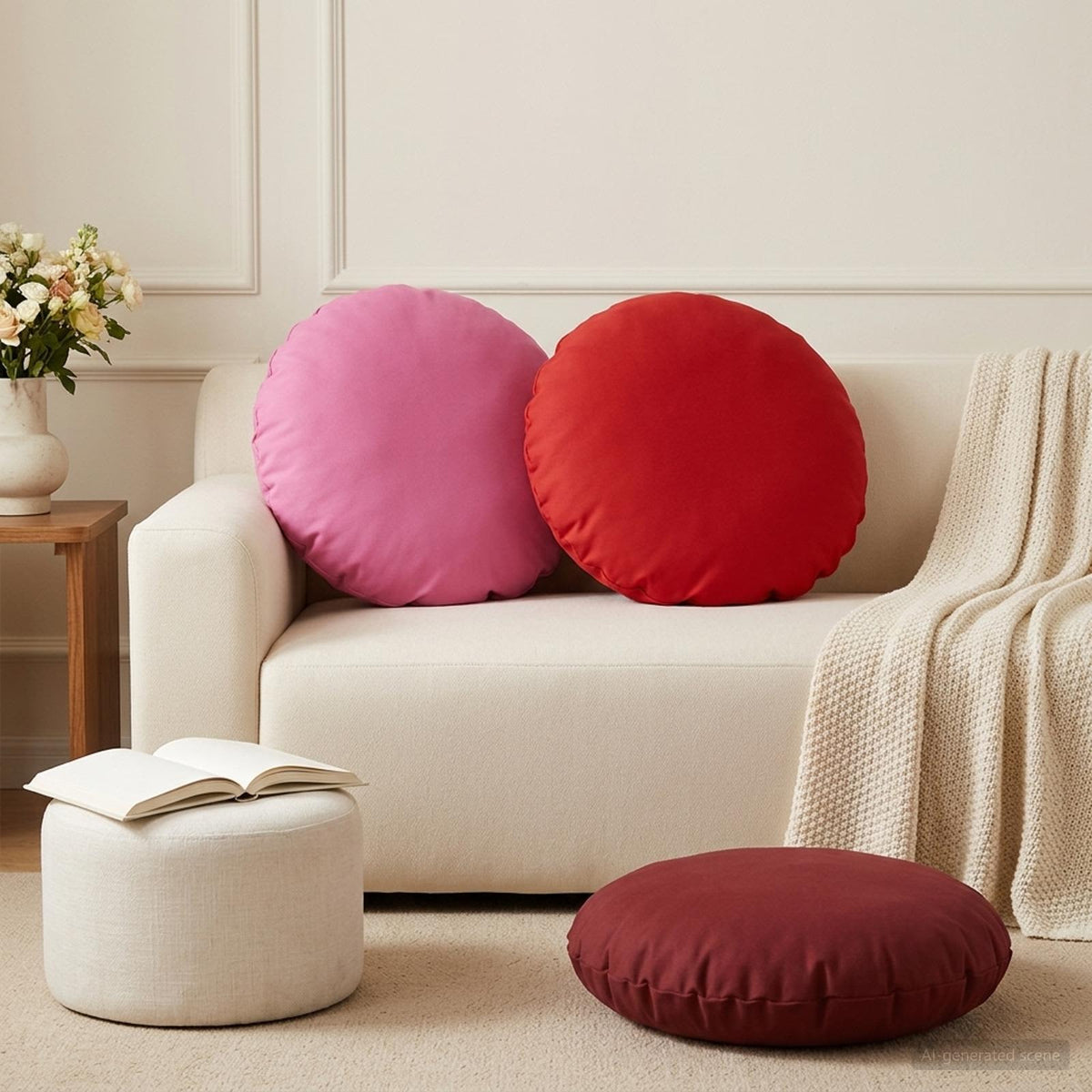 Vidaxl kussensloop 2 pcs heerlen rood ø 50 cm polyester
