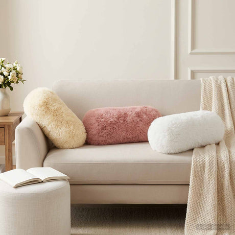 Vidaxl kussensloop 2 pcs heerlen crèmekleurig ø 15 x 40 cm pv fleece