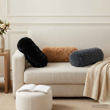 Vidaxl kussensloop 2 pcs heerlen zwart ø 15 x 40 cm pv fleece