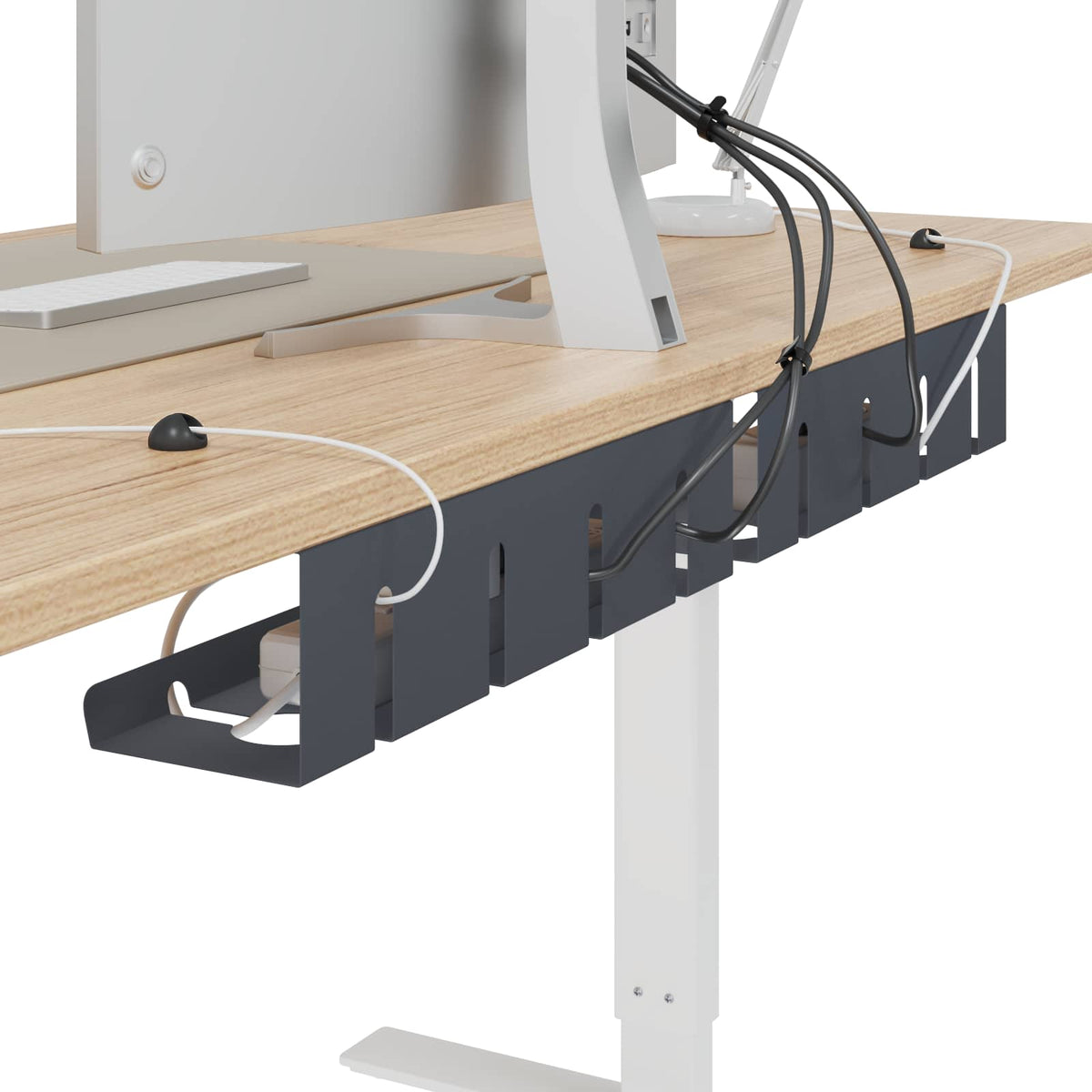 Vidaxl kabelgoot voor onder bureau 2 st antracietkleurig
