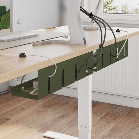 Vidaxl kabelgoot voor onder bureau 2 st olijfgroen 43 x 12 x 10 cm