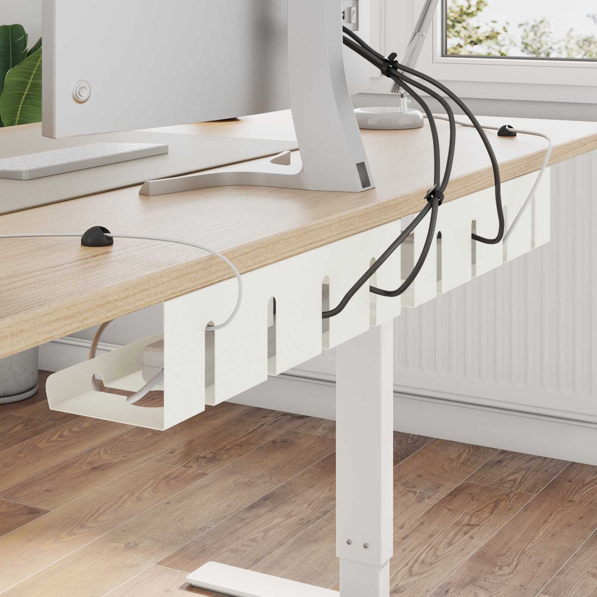 Vidaxl kabelgoot voor onder bureau 2 st wit 43 x 12 x 10 cm staal