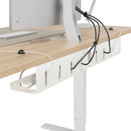 Vidaxl kabelgoot voor onder bureau 2 st wit 43 x 12 x 10 cm staal
