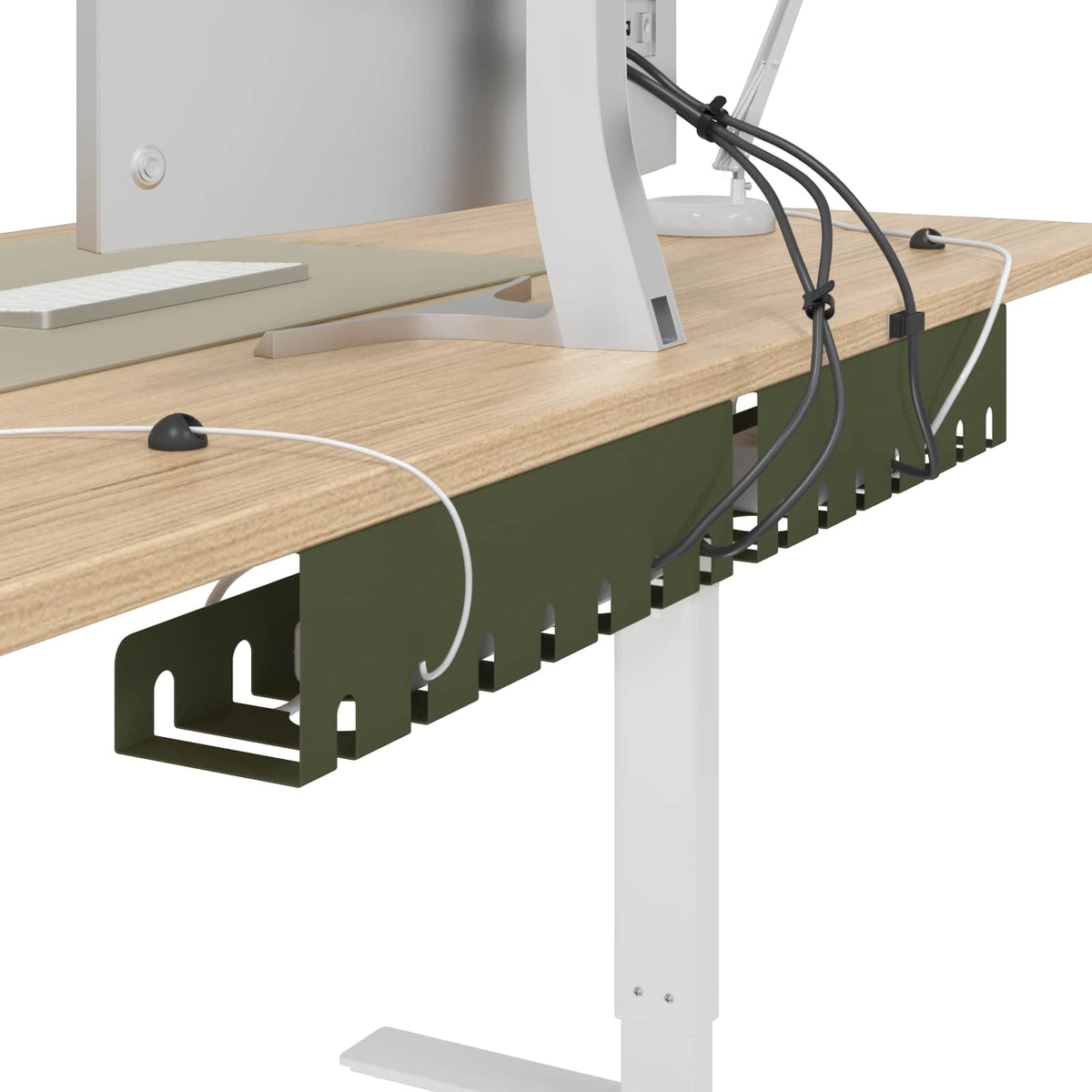 Vidaxl kabelgoot voor onder bureau 2 st olijfgroen 43 x 10 x 10 cm