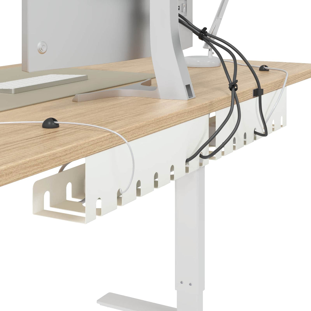 Vidaxl kabelgoot voor onder bureau 2 st wit 43 x 10 x 10 cm staal
