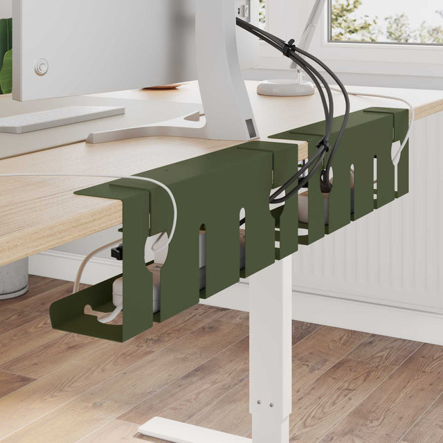 Vidaxl onder bureaublad kabelmanagement tray 2 st olijfgroen